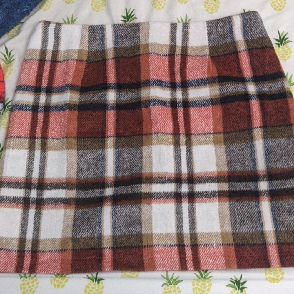 Pink Lily orange plaid mini skirt